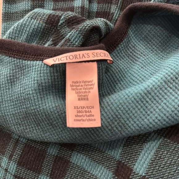 Victoria's Secret Thermal Long John Set 2 Piece Set Plaid Pajama Set Sz XS Short - Picture 5 of 5